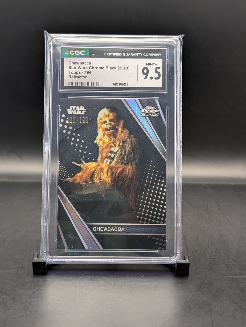 Star Wars Chrome Black Chewbacca #94 Refractor #167/199 cgc 9.5