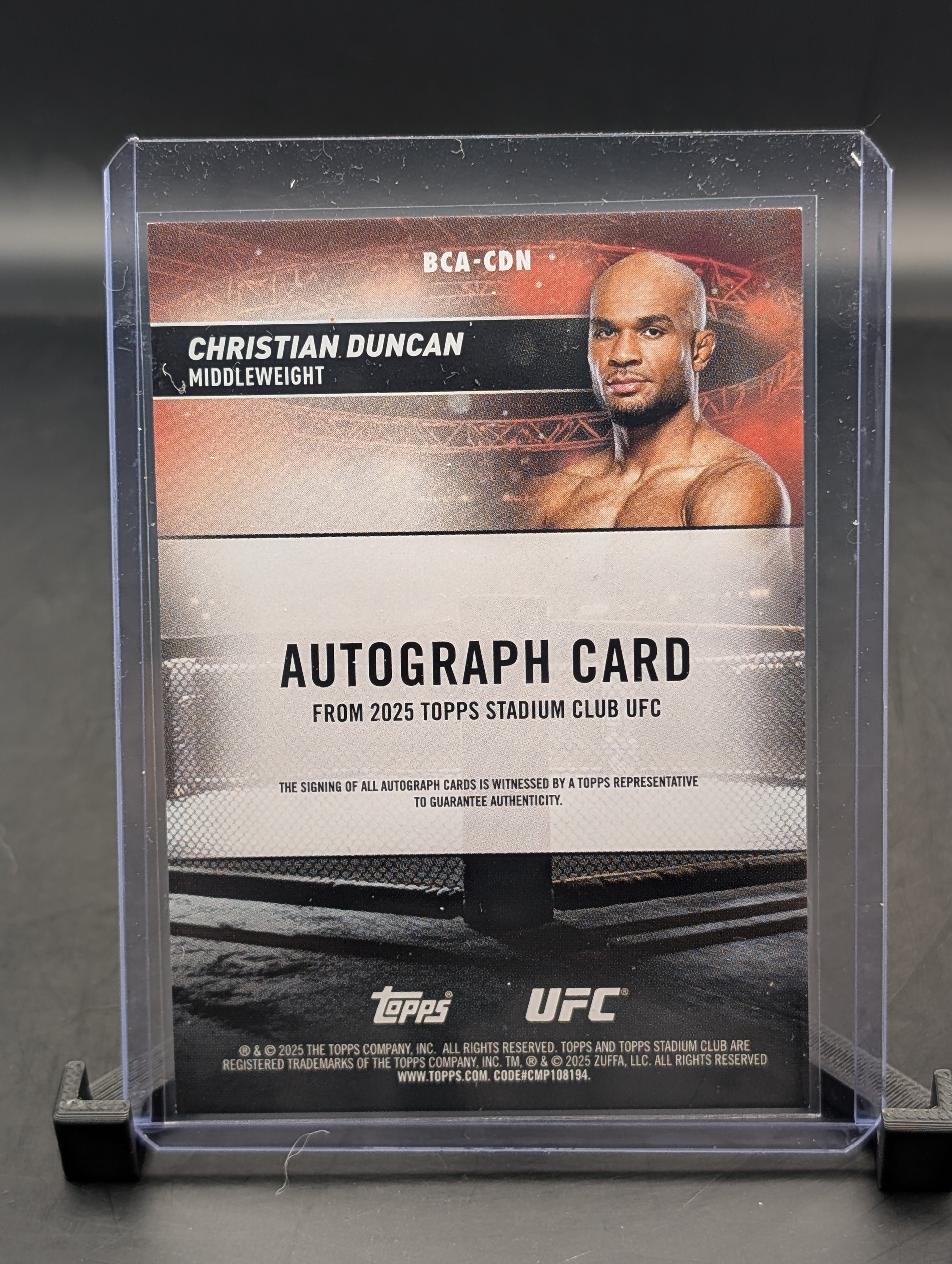 Christian Duncan Topps Stadium Signed Card